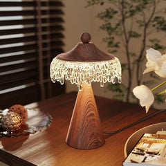 Walnut Acrylic Decorative Nightstand Lamp for Bedroom, Living Room, Office
