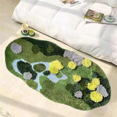 Moss Green Bath Mat Cute Bathroom Rugs Non-Slip Shower Mat Moss Carpet 40