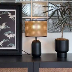 Handmade Woven Canework Mid-Century Desk Lamp, E27 Socket, 18