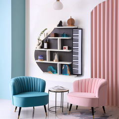 Piano Wall Shelf, Decorative Bookshelf with LED Light