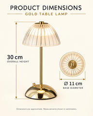 Cordless Gold Table Lamp – USB Rechargeable, Stepless Dimming