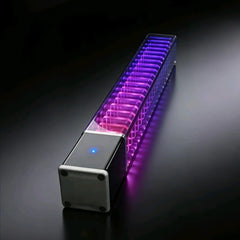Long RGB sound activated light bar held in hand