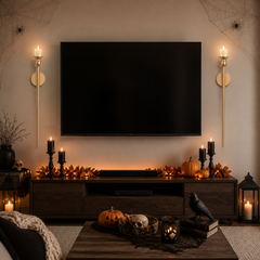 31.5inch Candle Wall Sconce, Halloween Wall Decor, with Battery Operated Candles, Set of 2