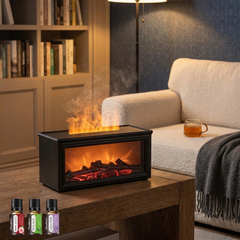 300ml Fireplace Aroma Diffuser 7 Colorful Flame Fire Humidifier W/h Essential Oil, Remote, Timer and Auto Off