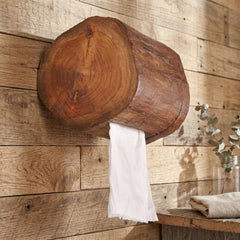 Rustic Wood Stump Toilet Paper Holder, Natural Log Dispenser, Farmhouse Woodland Decor