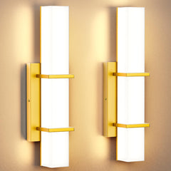 Set of 2 Modern 17.6 Inch Wall Sconces, 3 Color Temperatures for Indoor & Outdoors - Gold