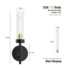 2PCS Glass Farmhouse Wall Lamp, Modern Bathroom Vanity Sconces Wall Lighting