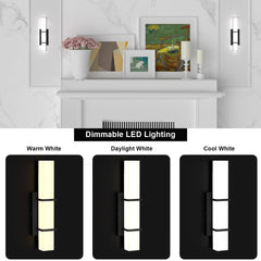 Set of 2 Modern 17.6 Inch Wall Sconces, 3 Color Temperatures for Indoor & Outdoors