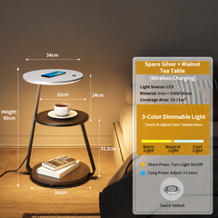 Smart Nightstand With Wireless Charger & Night Light