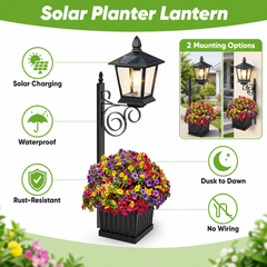 Outdoor Solar Lamp Post Light With Planter