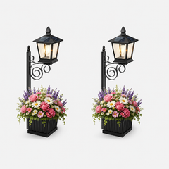 Outdoor Solar Lamp Post Light With Planter