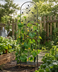 71in H Black Metal Garden Trellis Plant Stand for Climbing Plants