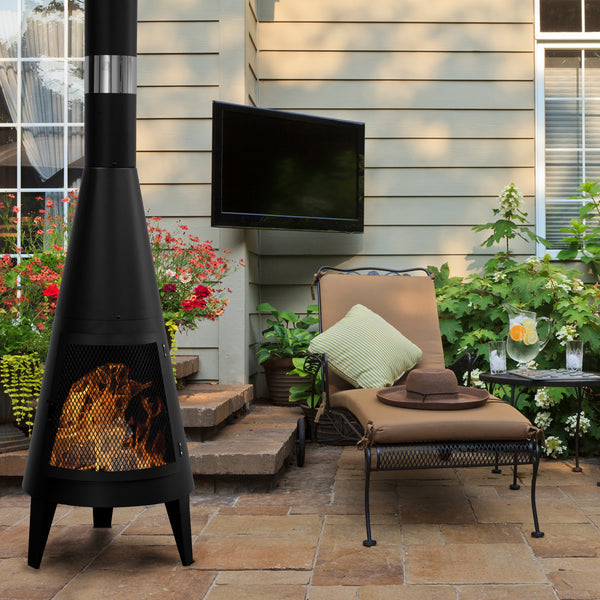 Wood Burning Outdoor Chiminea, Outdoor Fireplace, Patio Heater EP