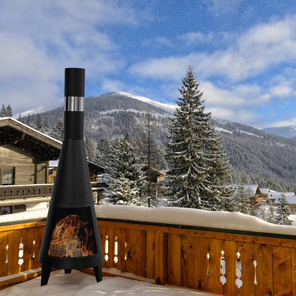 Wood Burning Outdoor Chiminea, Outdoor Fireplace, Patio Heater EP