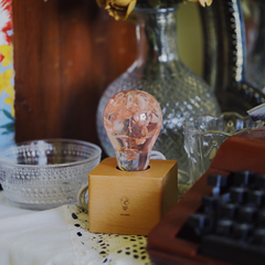 pink hydrangea table lamp with wood base