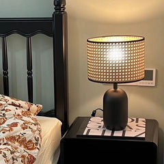 Handmade Woven Canework  Mid-Century Desk Lamp, E27 Socket, 18