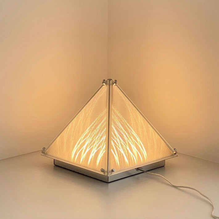 Modern Pyramid Table Lamp with Hand-Wave Control, 3 Color Modes & Stepless Dimming