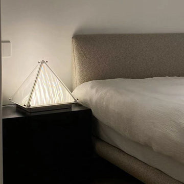 Modern Pyramid Table Lamp with Hand-Wave Control, 3 Color Modes & Stepless Dimming