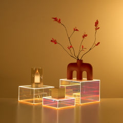 3Pcs Iridescent Acrylic Display Risers with LED light