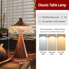 Walnut Acrylic Decorative Nightstand Lamp for Bedroom, Living Room, Office