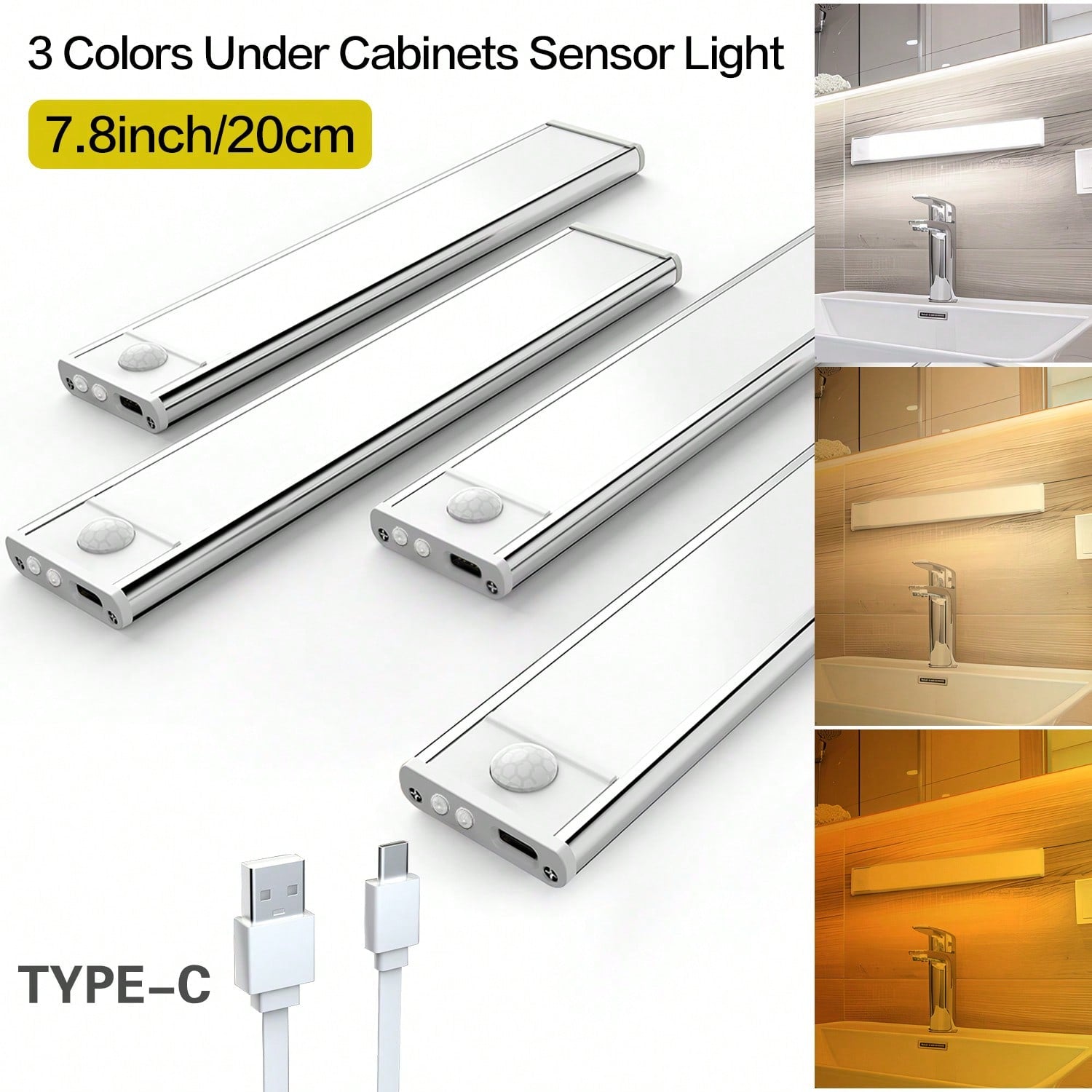 2Packs Motion-Activated LED Under Cabinet Lights, Magnetic Design