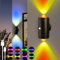 2pcs LED Motion Sensor Wall Lights, Rechargeable LED Night Lights RGB Gradient Ambient Light, Dimmable Indoor Lamps, Magnetic Step Lights Suitable For Hallways, Bedside, Desks, Closets, And Emergency Use