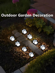4pcs Solar Waterproof Dog Paw 3000K LED Lights