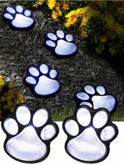 4pcs Solar Waterproof Dog Paw 3000K LED Lights