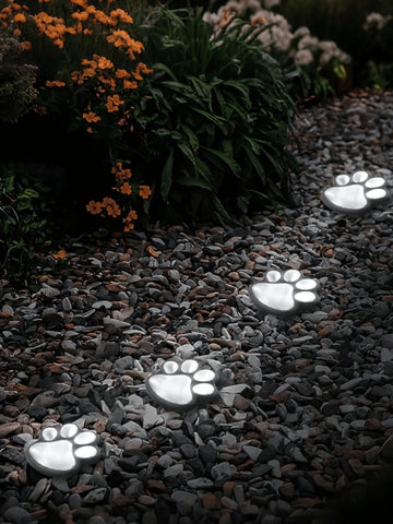4pcs Solar Waterproof Dog Paw 3000K LED Lights