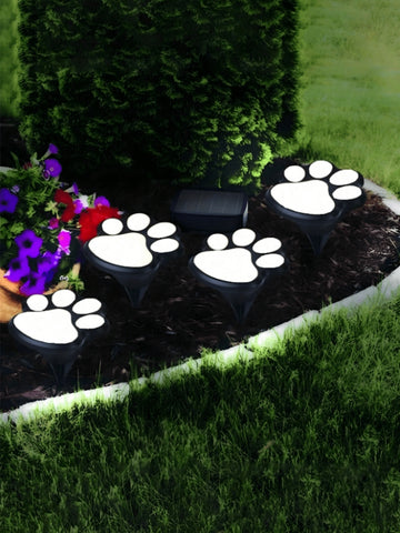 4pcs Solar Waterproof Dog Paw 3000K LED Lights