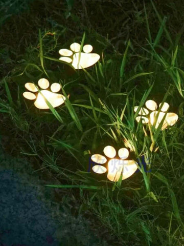 4pcs Solar Waterproof Dog Paw 3000K LED Lights