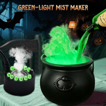 Witches Cauldron With Magic Floating Potion Bottles And Led Diffuser For Halloween Decoration