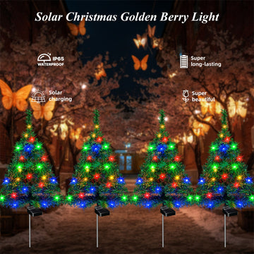 4pcs Sets Of Solar Christmas Tree Lights, Holiday Decorations, Outdoor Courtyards, Gardens, Lawns, Path Lights