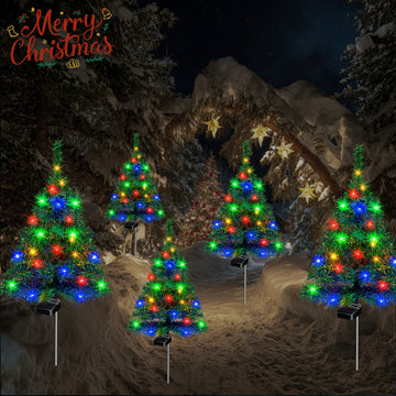 4pcs Sets Of Solar Christmas Tree Lights, Holiday Decorations, Outdoor Courtyards, Gardens, Lawns, Path Lights