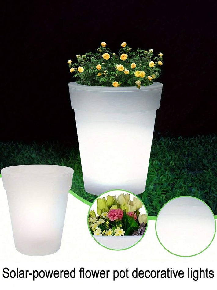 Solar Plant Lights, White LED Flower Pot Lights