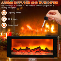300ml Fireplace Aroma Diffuser 7 Colorful Flame Fire Humidifier W/h Essential Oil, Remote, Timer and Auto Off