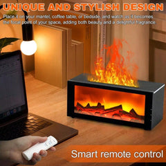 300ml Fireplace Aroma Diffuser 7 Colorful Flame Fire Humidifier W/h Essential Oil, Remote, Timer and Auto Off