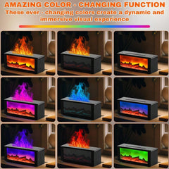 300ml Fireplace Aroma Diffuser 7 Colorful Flame Fire Humidifier W/h Essential Oil, Remote, Timer and Auto Off