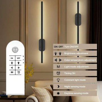 Set Of Two Linear Wall Lights, Magnetic Install, Rechargeable (2-Pack)