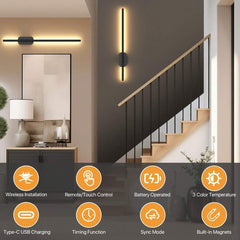 Set Of Two Linear Wall Lights, Magnetic Install, Rechargeable (2-Pack)