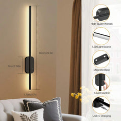 Set Of Two Linear Wall Lights, Magnetic Install, Rechargeable (2-Pack)