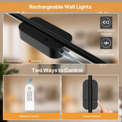 Set Of Two Linear Wall Lights, Magnetic Install, Rechargeable (2-Pack)