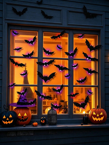24pcs Halloween 3D Glowing Bat Decorations