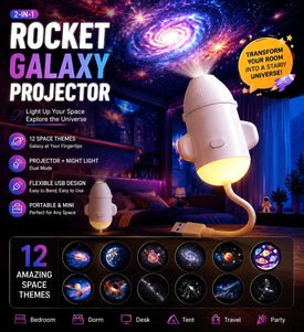 2-in-1 Galaxy Projector Night Light, USB Portable Starry Sky  Projector for Bedroom (6 Slide)