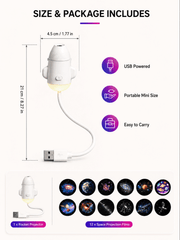 2-in-1 Galaxy Projector Night Light, USB Portable Starry Sky  Projector for Bedroom (6 Slide)