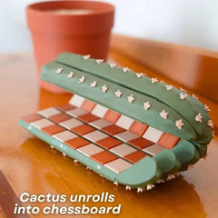 Cactus Chess Set,With Roll-Up Board And Planter Storage Box