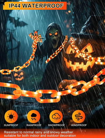 6.56Ft  Halloween Chain Light, Battery Powered, 8 Modes