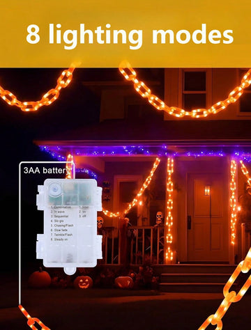 6.56Ft  Halloween Chain Light, Battery Powered, 8 Modes