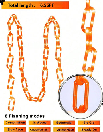 6.56Ft  Halloween Chain Light, Battery Powered, 8 Modes