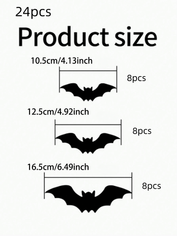 24pcs Halloween 3D Glowing Bat Decorations